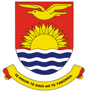 Pictured is the Coat of Arms of the African Republic of Kiribati.  Graphic by designer "Indolences".